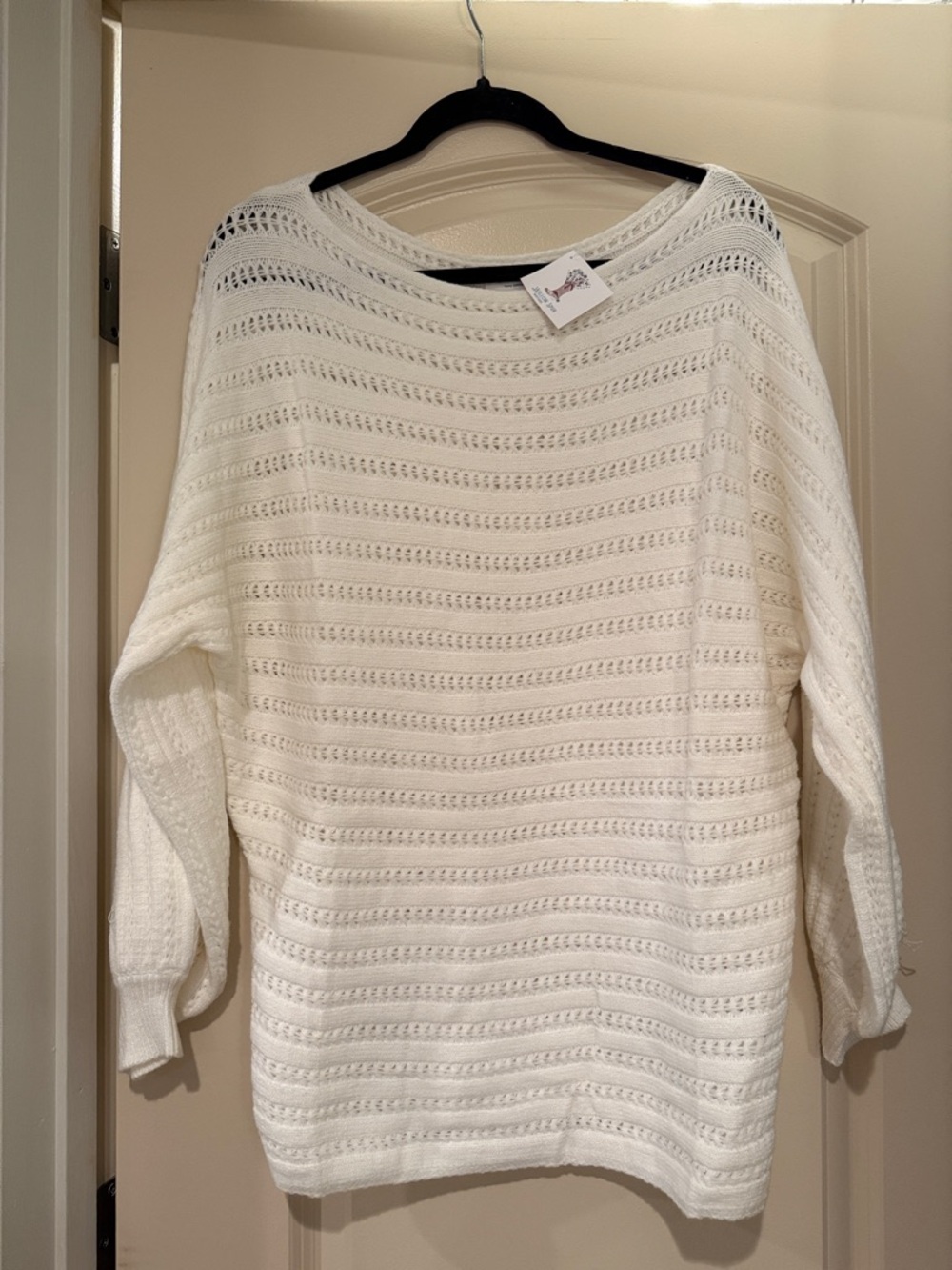 Bluivy Cream Open-Knit Boatneck Sweater
